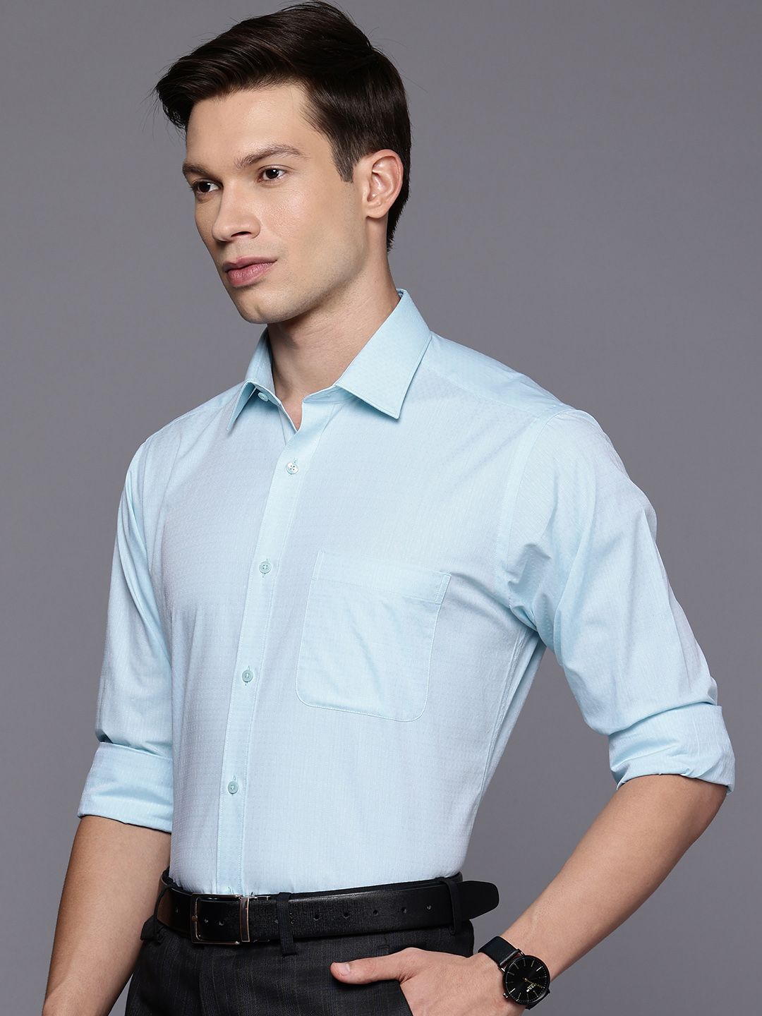 Raymond Slim Fit Textured Pure Cotton Formal Shirt