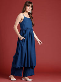 Anouk Sleeveless A-Line Kurta with Palazzos & With Dupatta