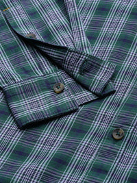 The Indian Garage Co Men Green & White Checked Cotton Casual Shirt