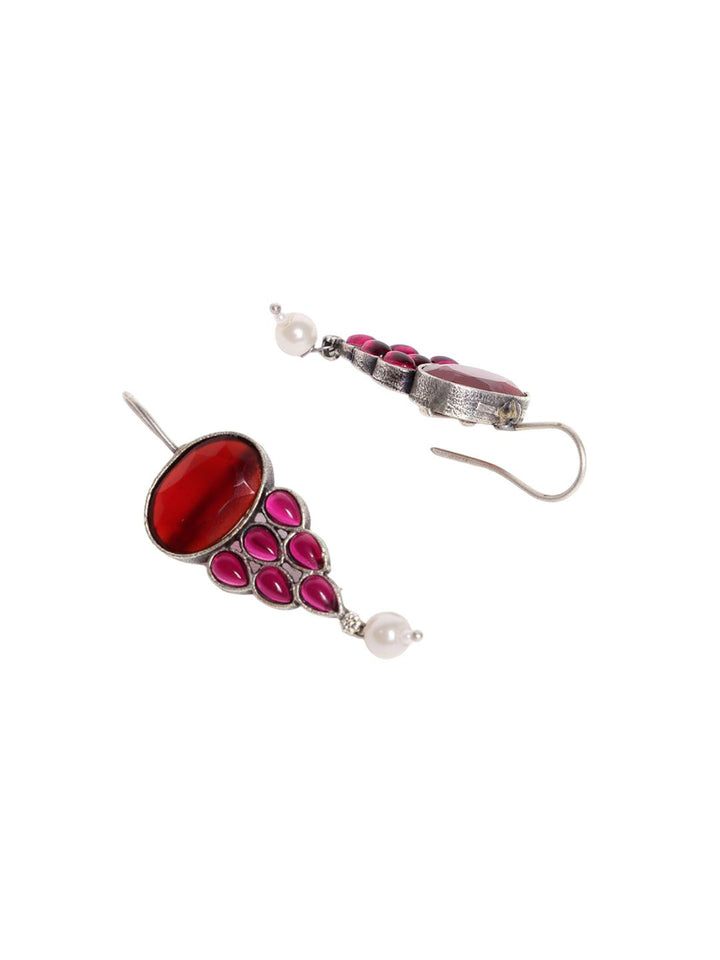 PANASH Silver Plated Cubic Zirconia Studded Drop Earrings