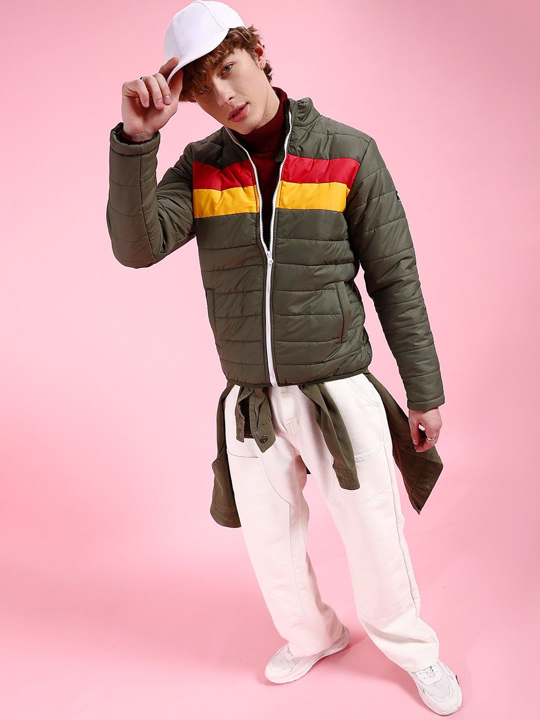 The Indian Garage Co Men Colourblock Regular Fit Puffer Jacket