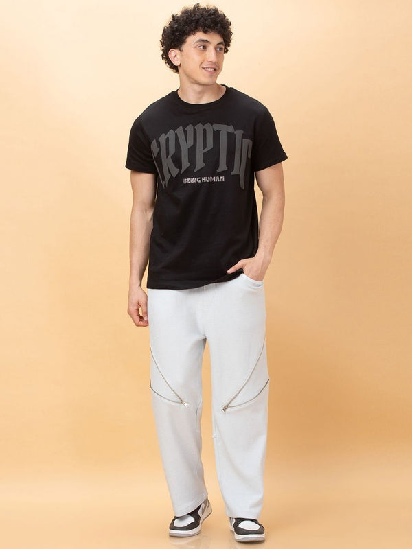 Being Human Men Typography Colourblocked Applique T-shirt