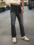 Urbano Fashion Men Dark Grey Straight Fit Washed Jeans