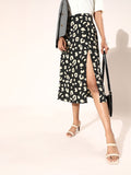 Berrylush Women Black Abstract Animal Printed Skirt