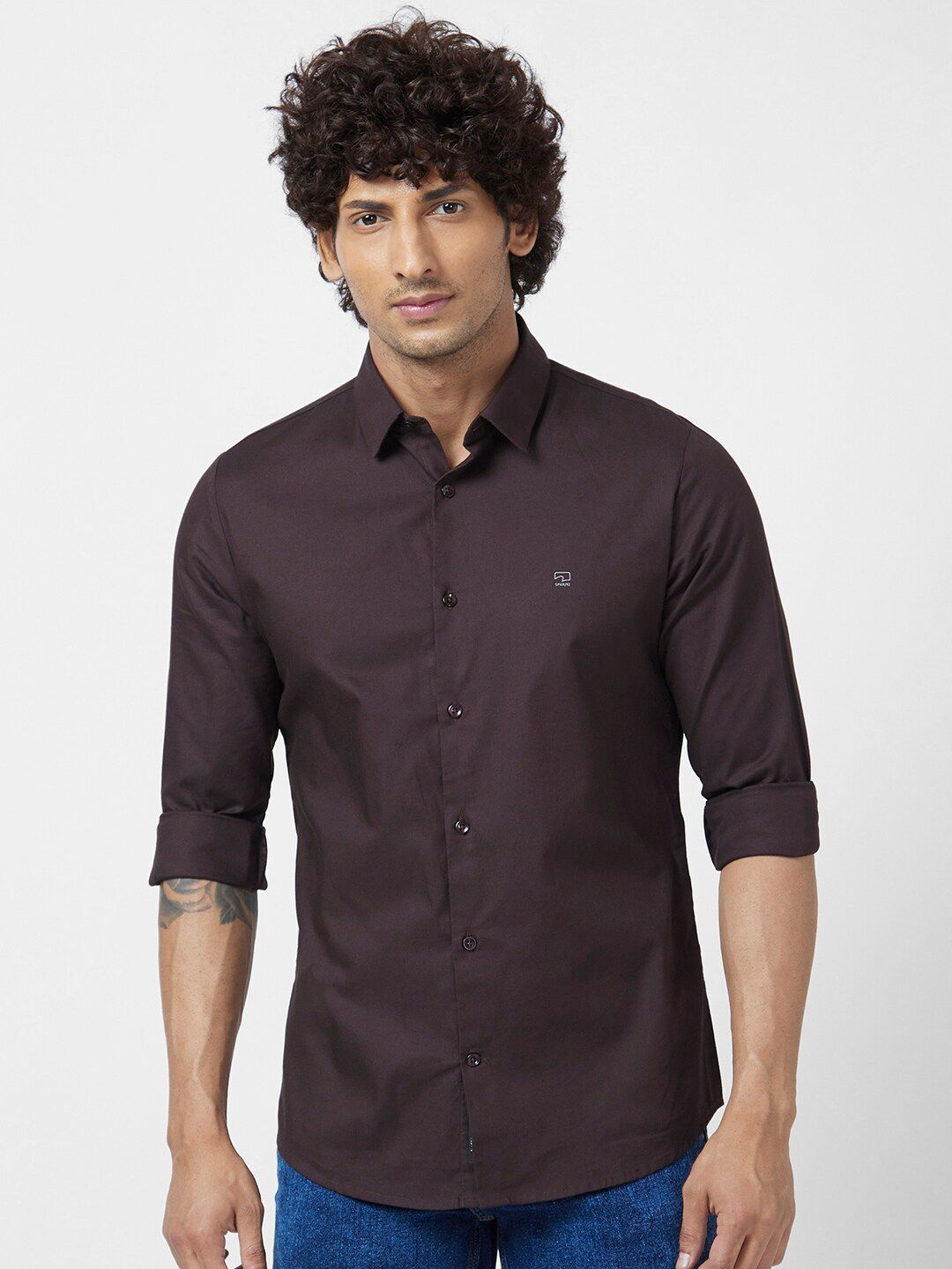 SPYKAR Classic Opaque Cotton Linen Casual Shirt