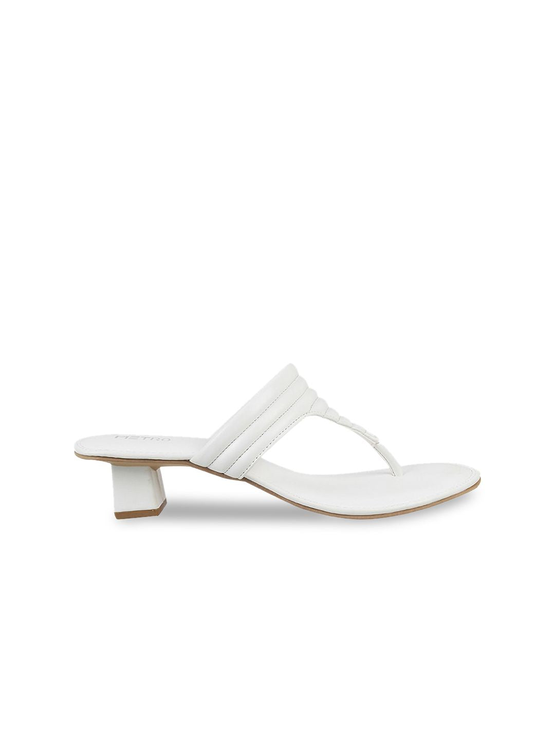 Metro White Striped Block Sandals