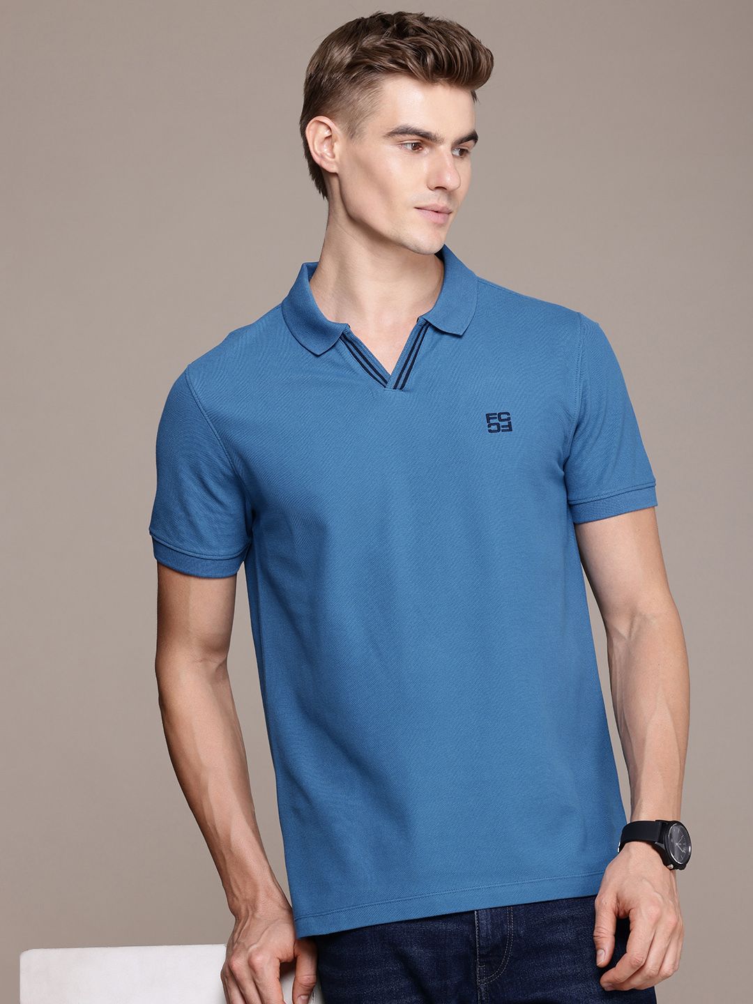 French Connection Men Polo Collar Pure Cotton T-shirt
