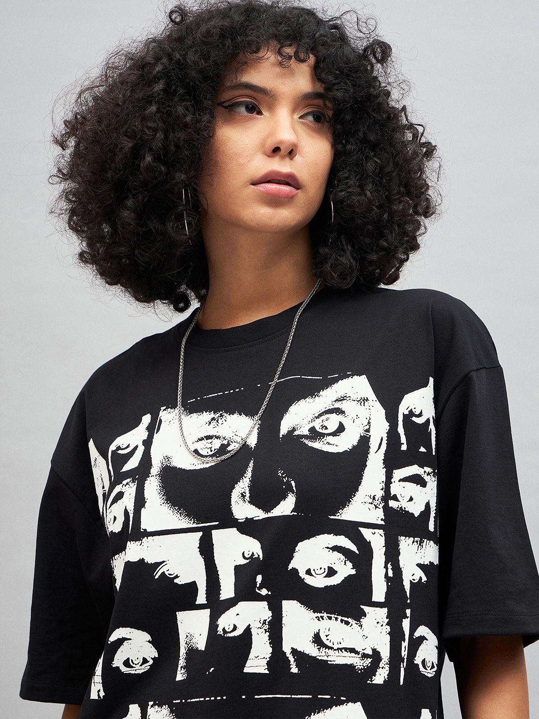 SASSAFRAS Retro Photographic Printed Drop-Shoulder Oversized Pure Cotton T-shirt