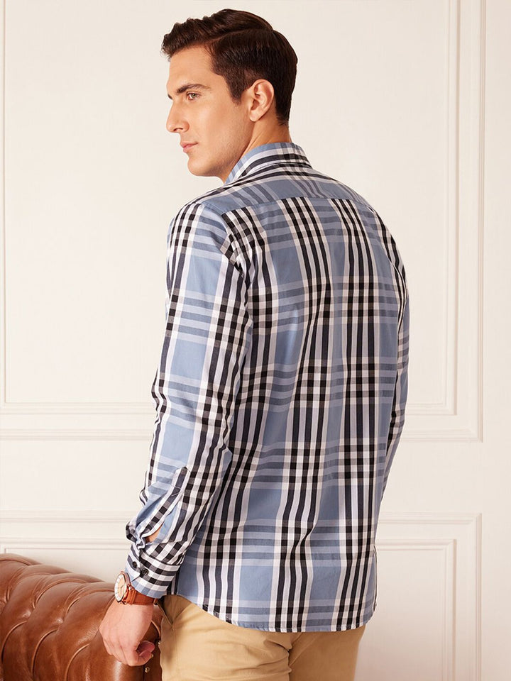 DENNISON Smart Tartan Checks Checked Button-Down Collar Cotton Casual Shirt