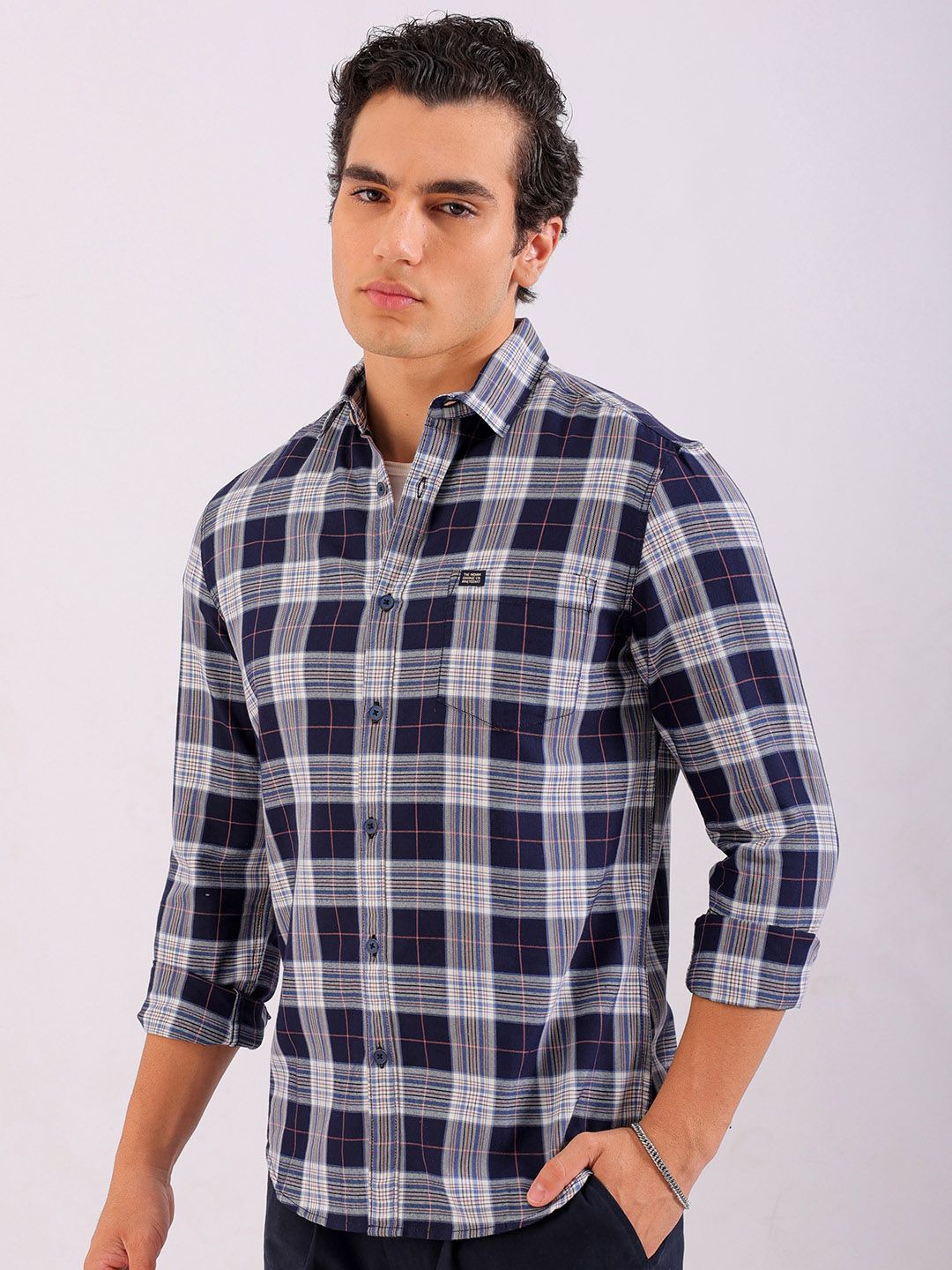 The Indian Garage Co Men Regular Fit Checked Casual Shirt