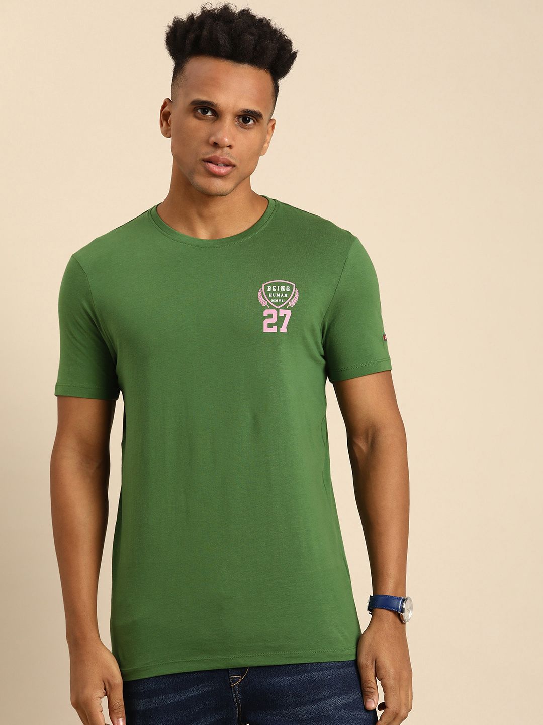 Menjadi logo jenama kapas tulen manusia dicetak t-shirt kasual