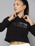 HRX by Hrithik Roshan Minimal Typography Printed Cropped Hooded Lifestyle Sweatshirt