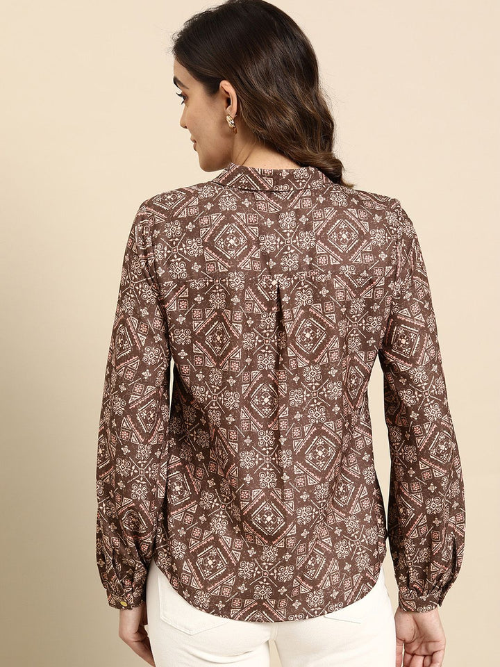 all about you Ethnic Printed Full Puff-Sleeves Casual Shirt