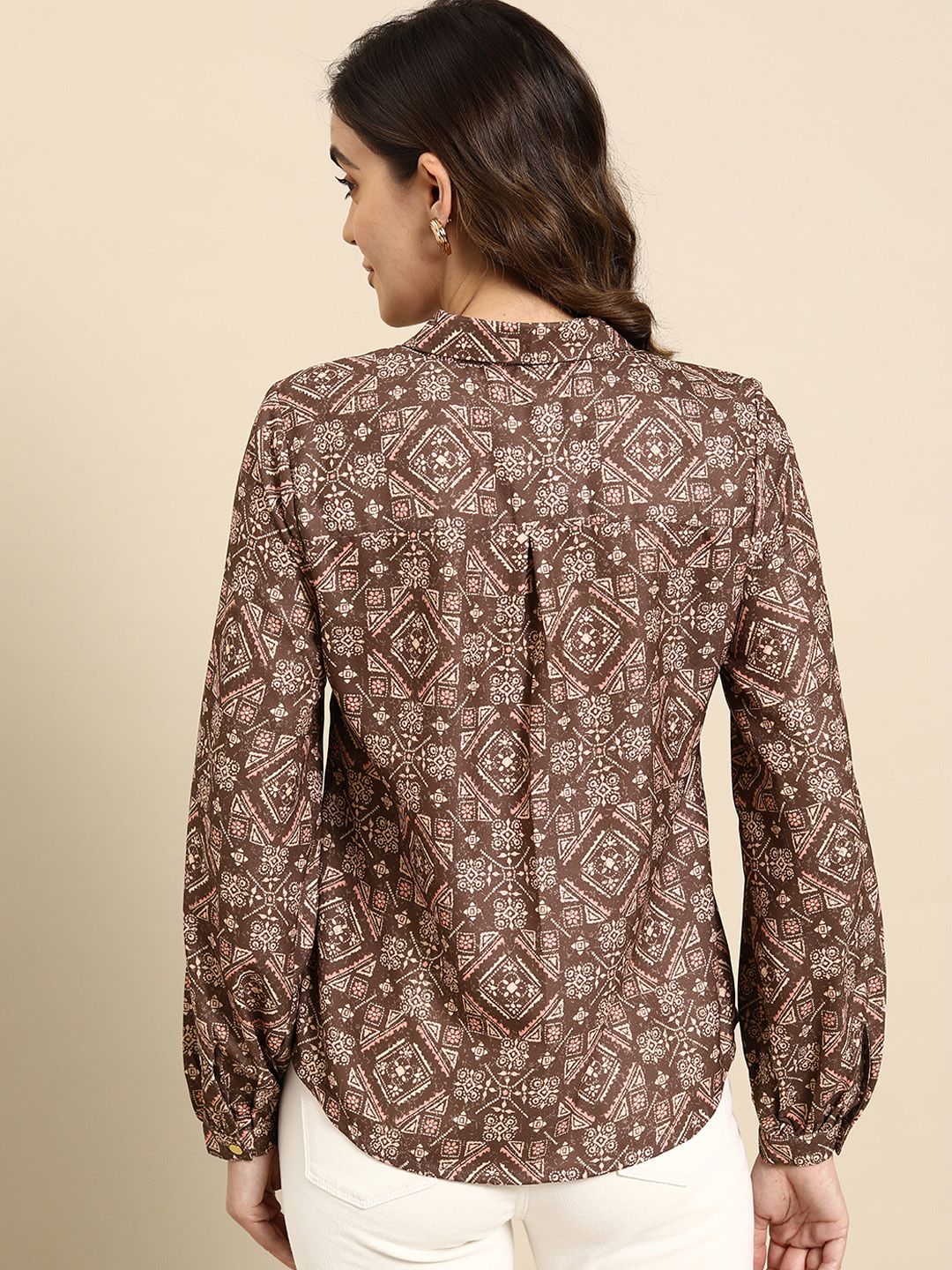 all about you Ethnic Printed Full Puff-Sleeves Casual Shirt