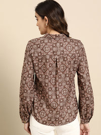all about you Ethnic Printed Full Puff-Sleeves Casual Shirt