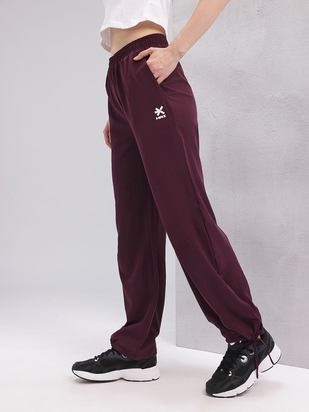 HRX by Hrithik Roshan Women Flared Lifestyle Track Pants with Toggle Hem