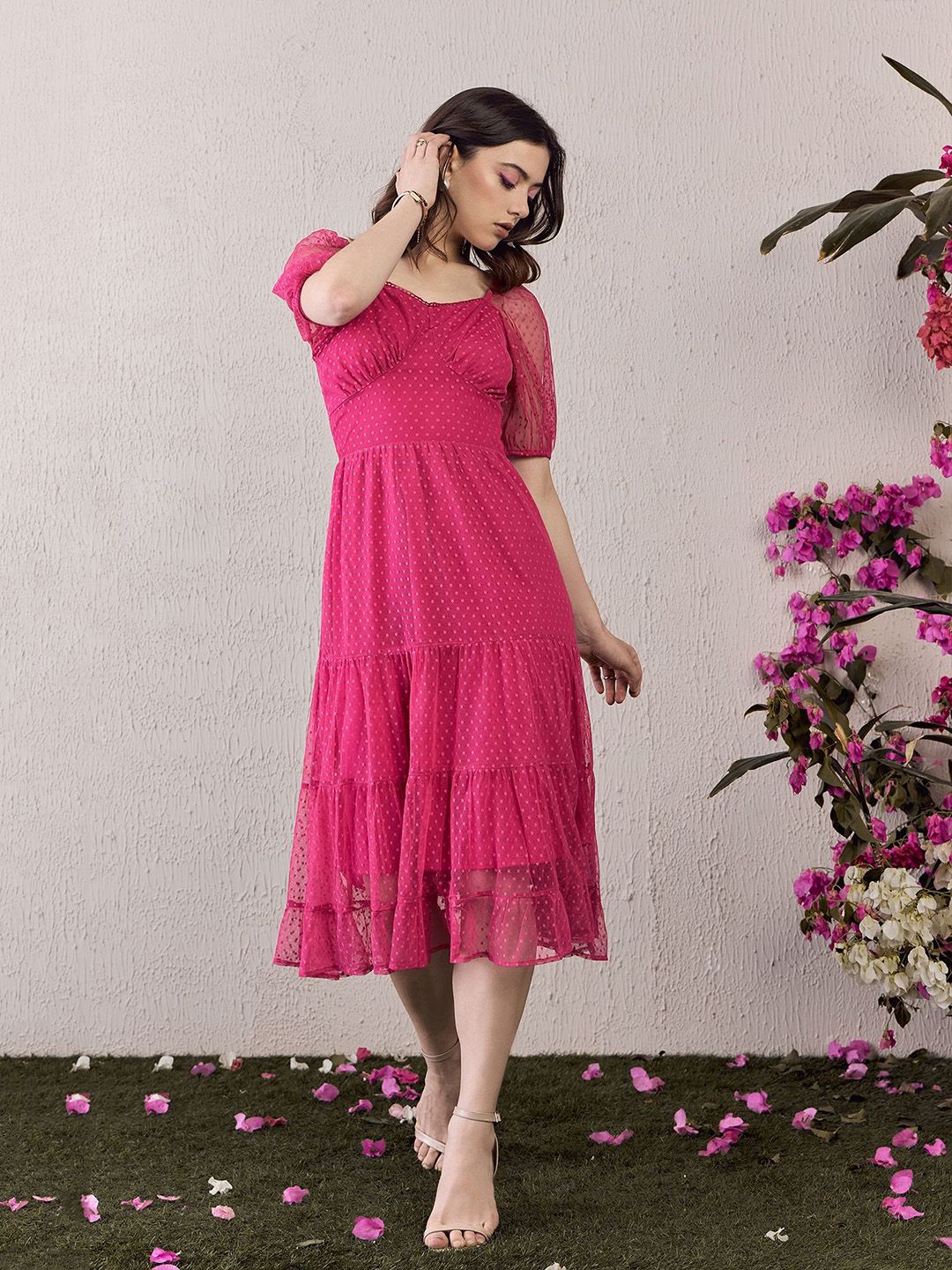 Berrylush Women Floral Ruffled Empire Midi Dress