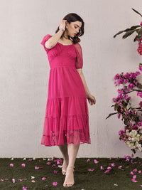 Berrylush Women Floral Ruffled Empire Midi Dress
