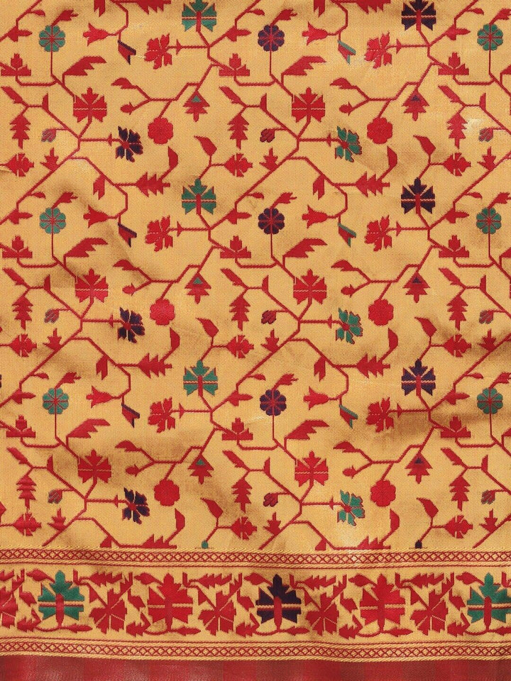 Saree mall Golden & Red Woven Design Banarasi Saree