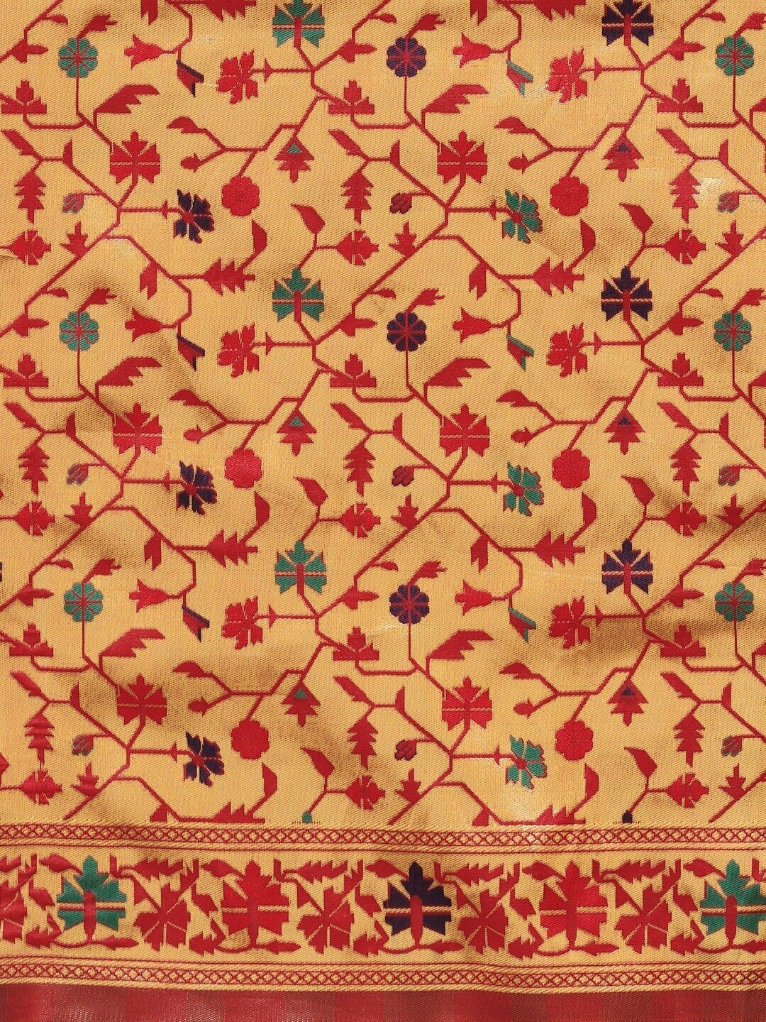 Saree mall Golden & Red Woven Design Banarasi Saree