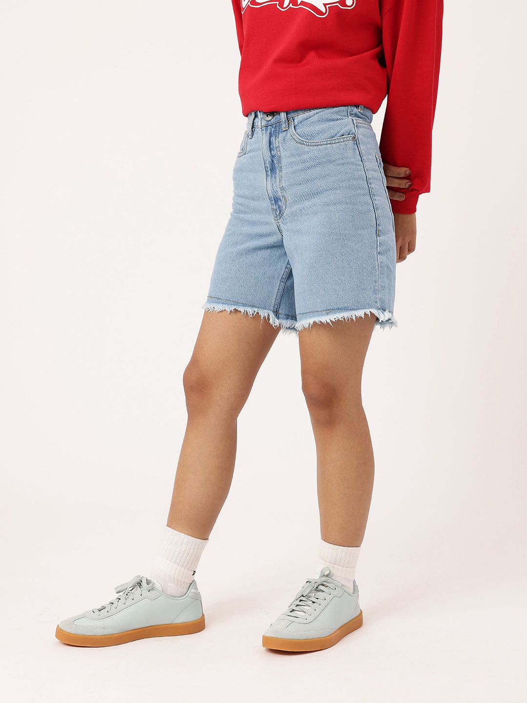 DressBerry Women Street Cool Frayed Denim Shorts