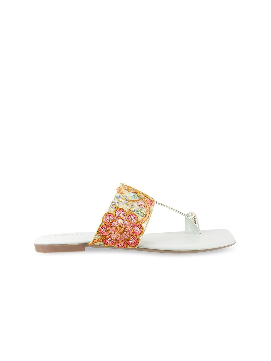 Metro Women Green Embellished One Toe Flats