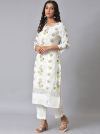 W Floral Printed Straight Kurta with Trousers
