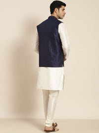 SOJANYA Kurta Rekaan Tenunan Lelaki dengan Churidar dengan Jaket Nehru