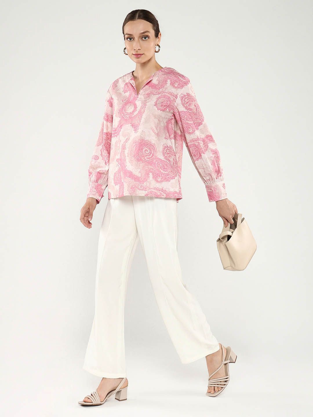 RAREISM Ethnic Printed Round Neck Cotton Top