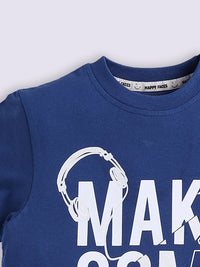 Happy Faces Boys Typography Printed Pure Cotton T-shirt