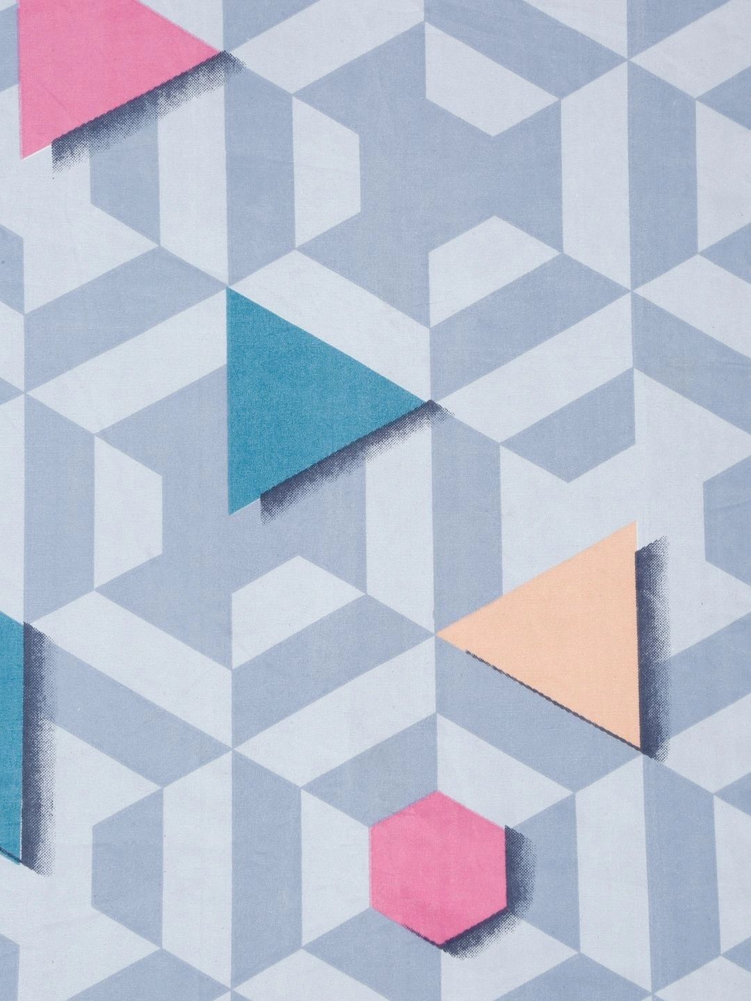 Myntra Elegant Homes Berbilang Warna Geometrik 300 TC Cadar Tempat Tidur Single dengan 1 Sarung Bantal