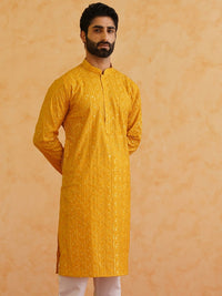 SOJANYA LUXE Ethnic Motifs Embroidered Mandarin Collar Sequined Straight Kurta