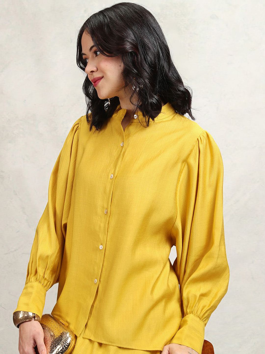 Vishudh Mandarin Collar Long Sleeves Shirt With Palazzos
