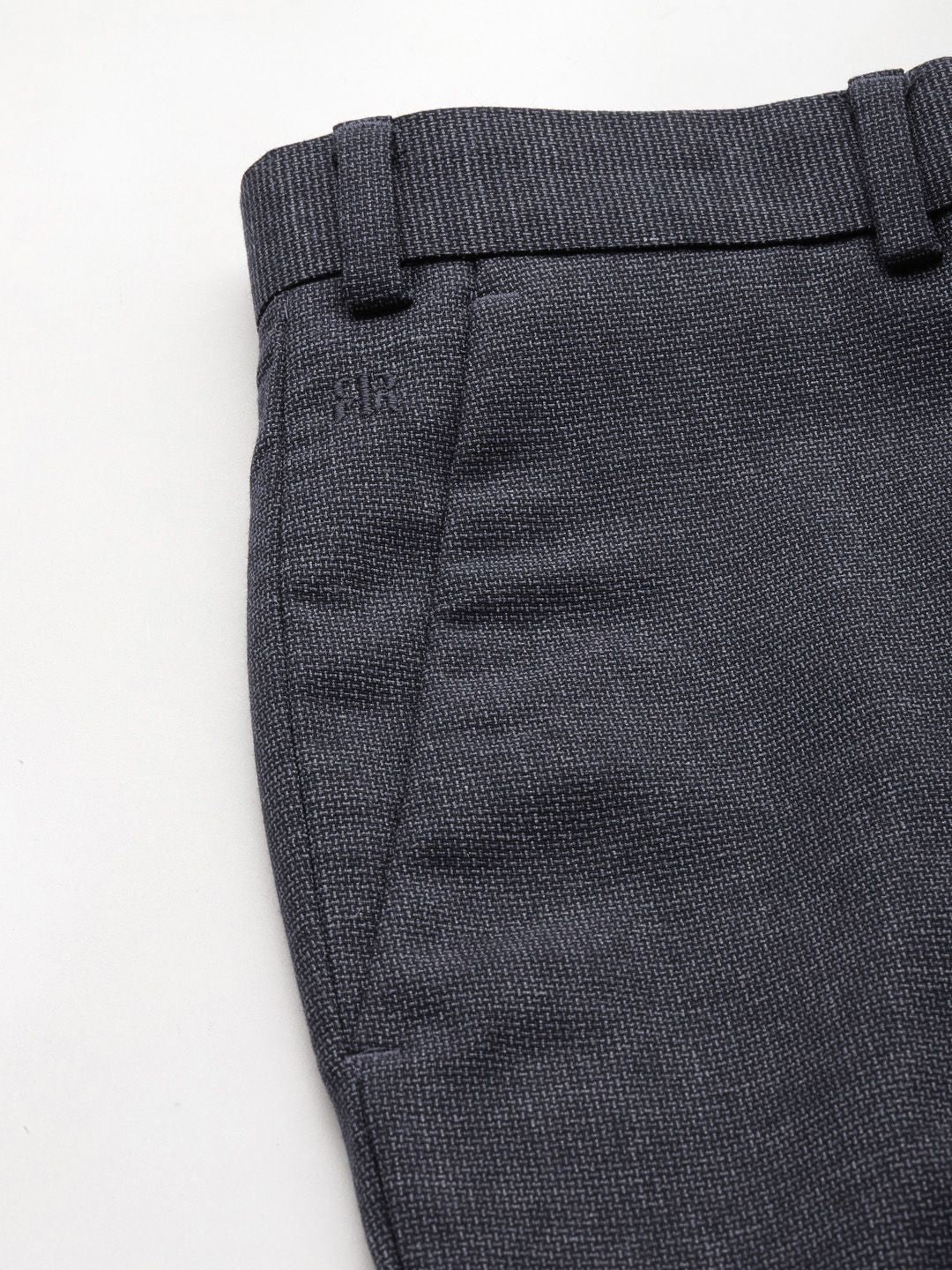 Raymond Men Mid Rise Self Design Textured Slim Fit Formal Trousers