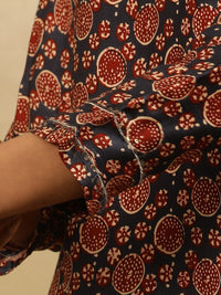 W Abstract Printed Keyhole Neck Flared Sleeves A-Line Kurta