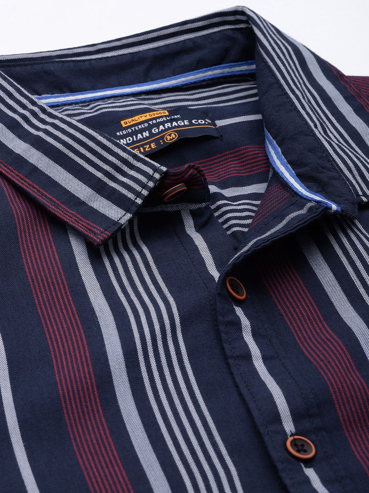 The Indian Garage Co Men Striped Cotton Casual Shirt