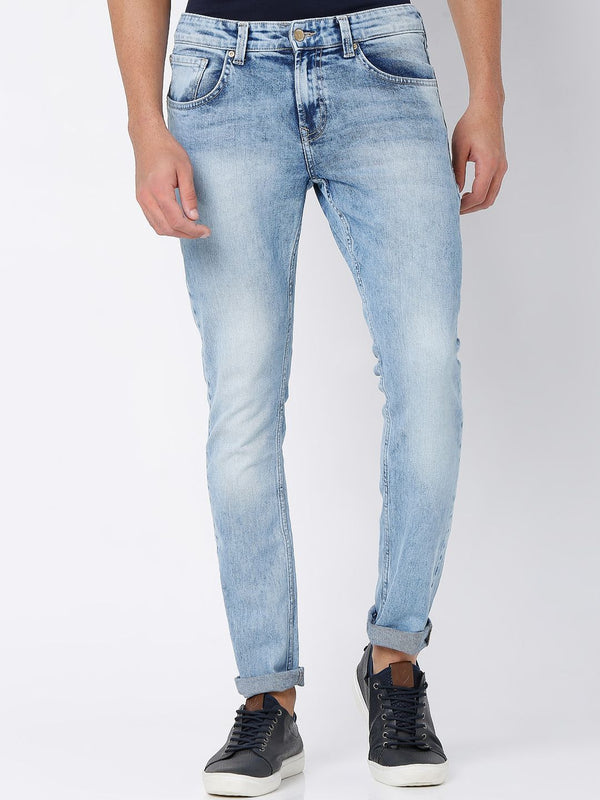 SPYKAR Men Blue Slim Fit Low-Rise Heavy Fade Jeans