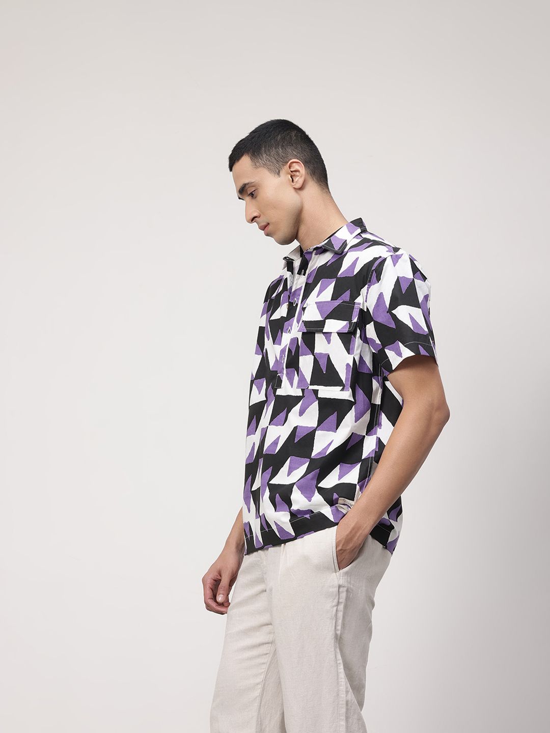 ether Artisan Pure Cotton Hand Block Printed Relaxed Fit Casual Shirt
