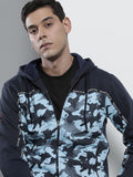 The Indian Garage Co Men Navy Blue Printed Hooded Sweatshirt