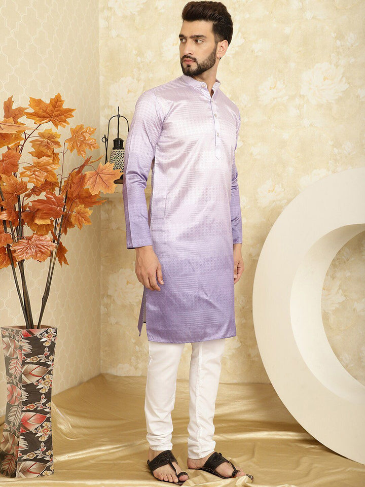 SOJANYA Ombre Dyed Band Collar Straight Kurta with Churidar