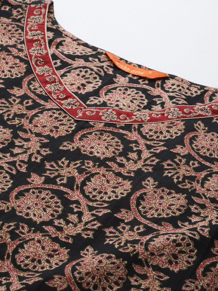 Indo Era Floral Printed Pure Cotton Kurta with Salwar & With Dupatta