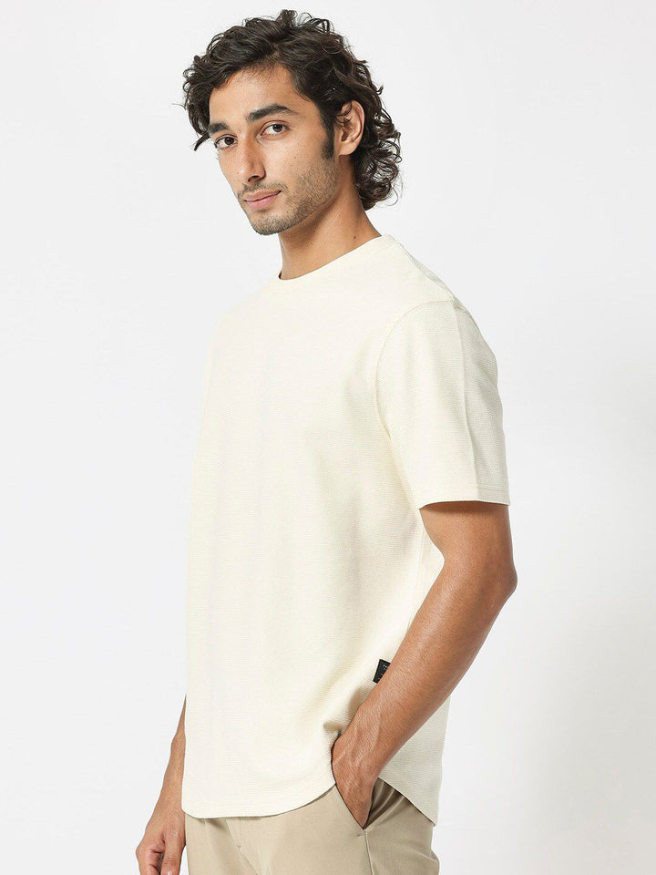 RARE RABBIT Men Buenos Round Neck Slim Fit Cotton T-Shirt