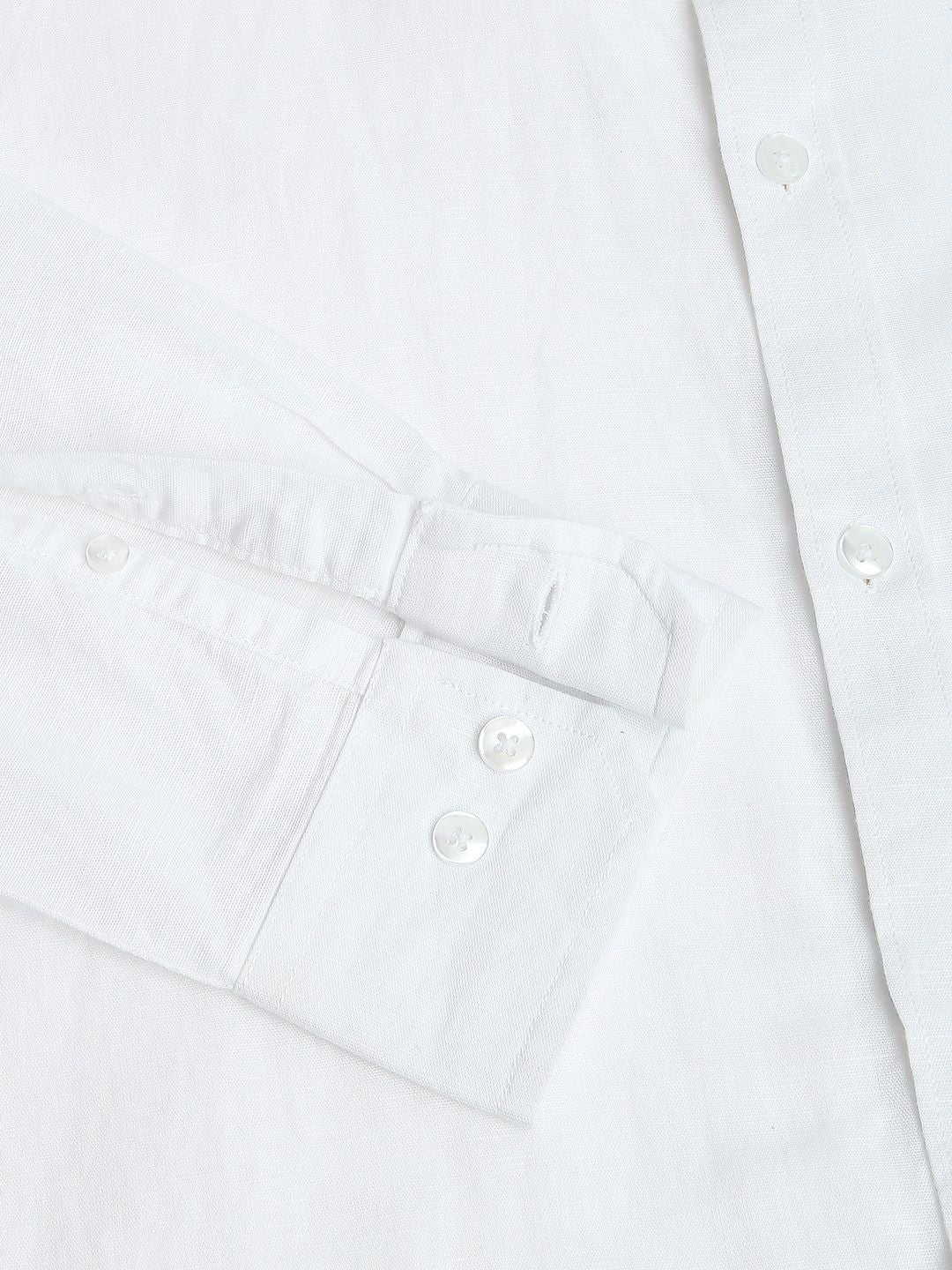 Thomas Scott Plus Size Premium Mandarin Collar Roll-Up Sleeves Cotton Linen Casual Shirt