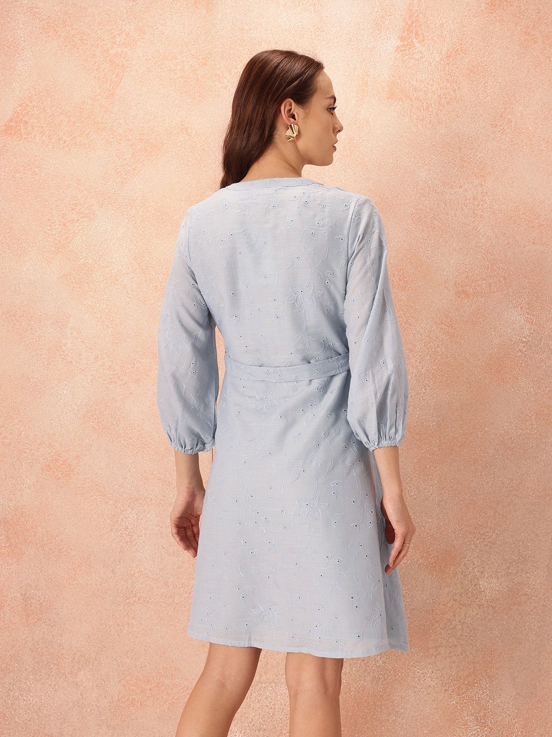 all about you Floral Embroidered A-Line Schiffli Dress
