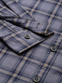 The Indian Garage Co Men Grey Slim Fit Tartan Checks Casual Shirt