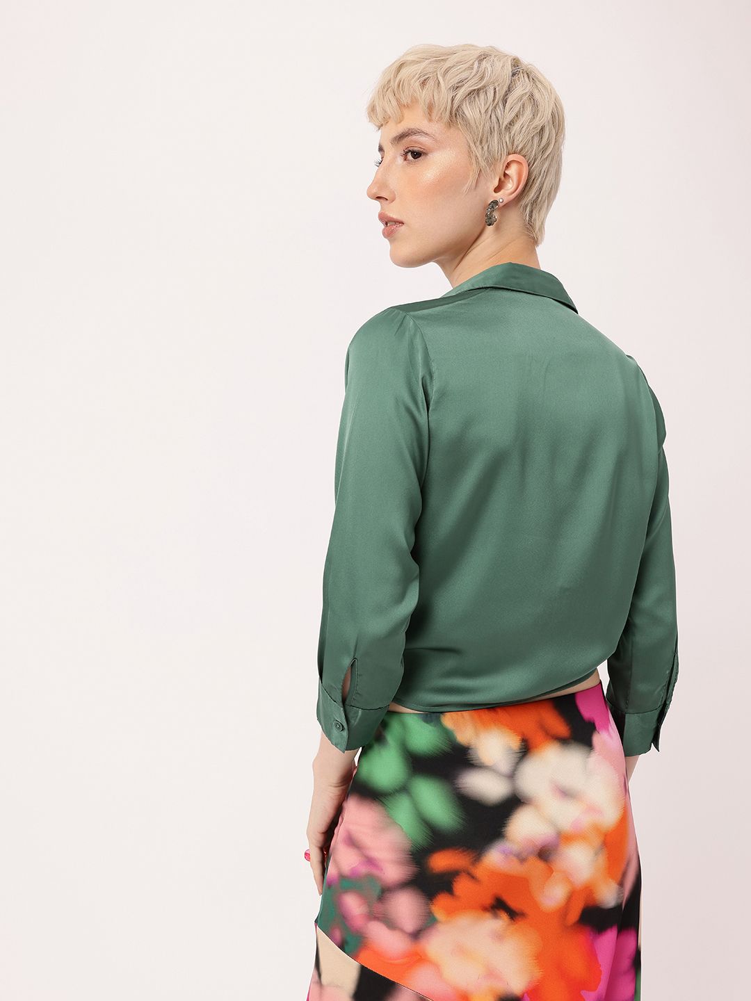 DressBerry Minimalistic Elegance Waist-Tied Satin Shirt