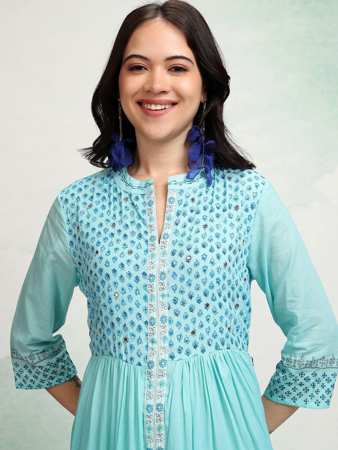 Vishudh Embroidered Ethnic Tiered Maxi Dress