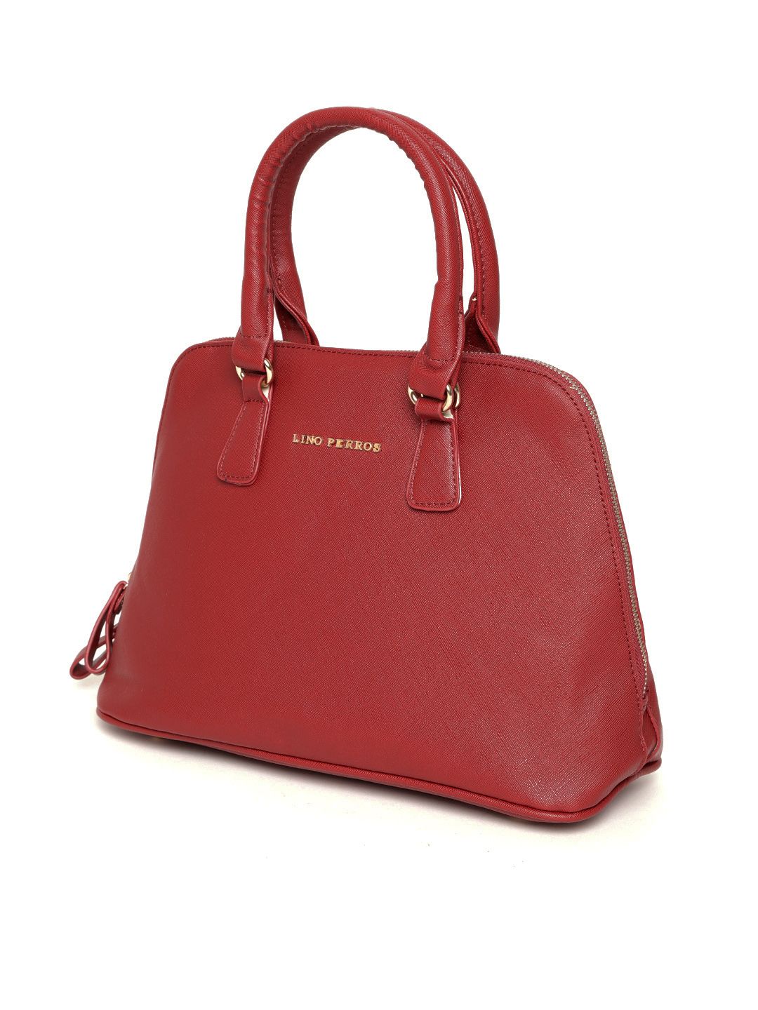 Lino Perros Red Solid Handheld Bag with Detachable Sling Strap