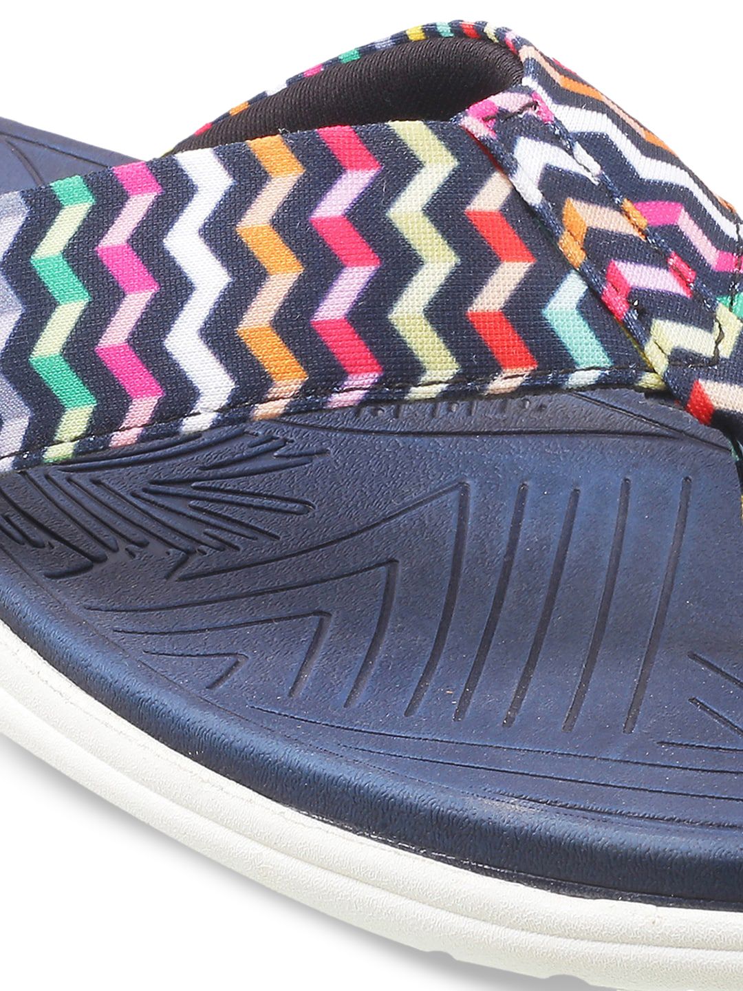 Mochi Women Blue Printed Open Toe Flats