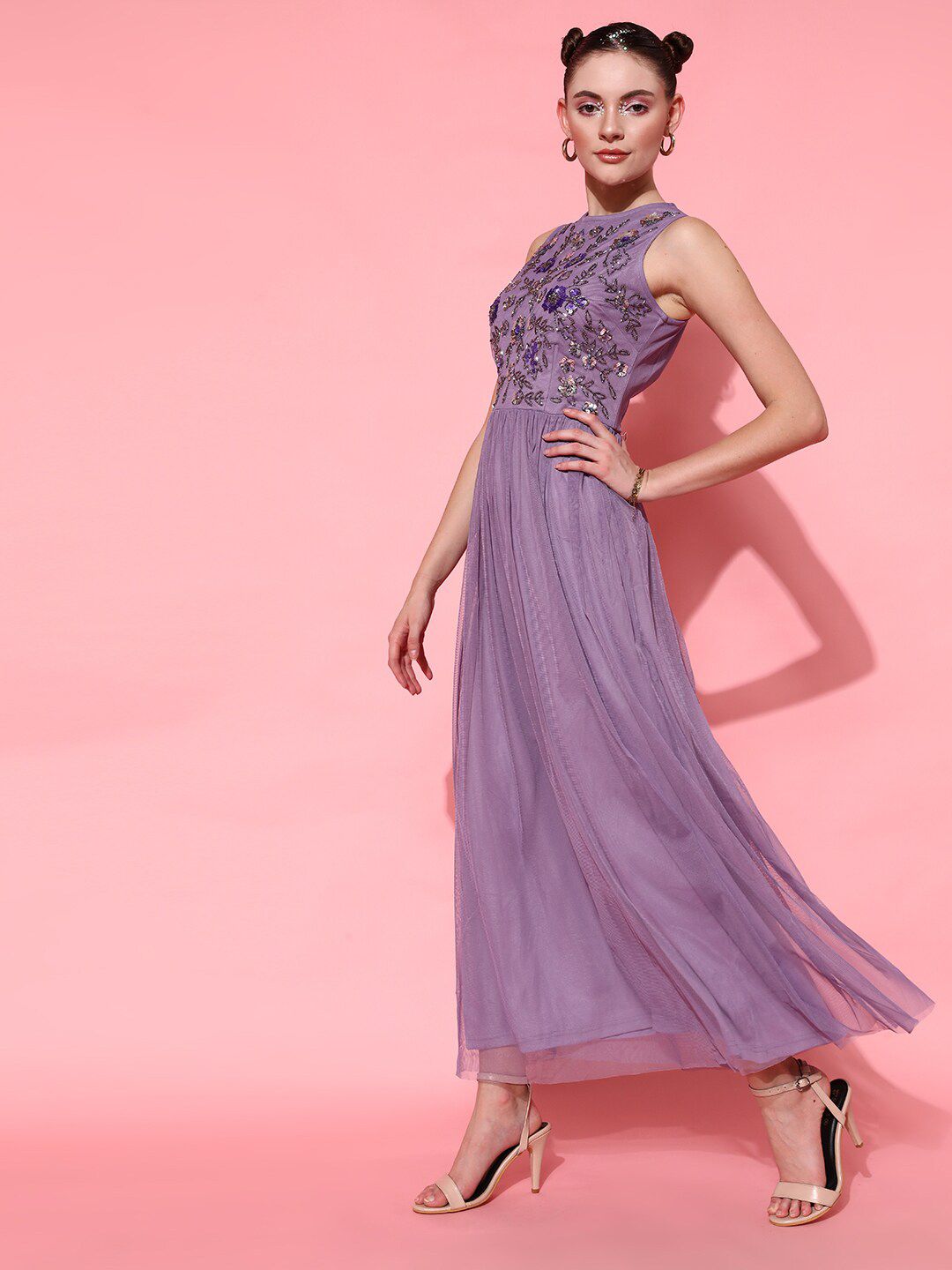 STREET 9 Women Elegant Lavender Solid Dress